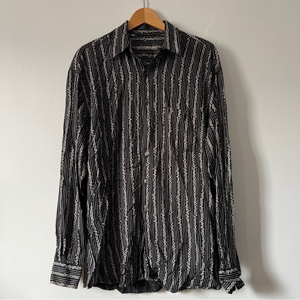 Vintage Mens Viscose Oversized‎ Button Up Shirt Size Medium Summer